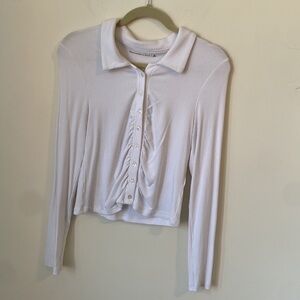 Abercrombie White Collared Long Sleeve Top